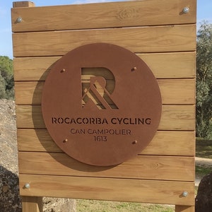PERSONALIZADO Rótulo circular acero corten negocio, Placa con logo oxidado, letrero metal, placa envejecida, letrero negocio, placa vintage