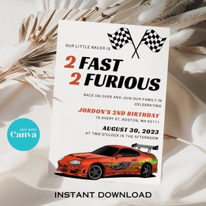 2 Fast 2 Furious Invitation, Fast And Furious Invitation, Fast And Furious Birthday, Kids Birthday Invitation, 2 Fast 2 Curious Invitation