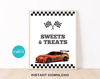 2 Fast 2 Furious Sweets And Treats Sign, 2 Fast Birthday Party Dessert Sign, Two Fast Dessert Sign, 2 Fast Party Sign,Race Car Birthday Sign