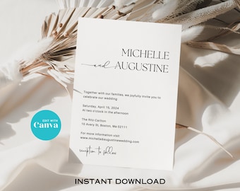 Minimalist Wedding Invitation Template, Modern Wedding Invitation Template Download, Editable Wedding Invite Template, Instant Download