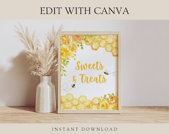 Sweet To Bee Dreier Partyschild: Wabendekor (Digitaler Download)