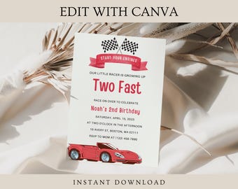 Two Fast Geburtstagseinladung: Rennauto Party Vorlage (Digitaler Download)