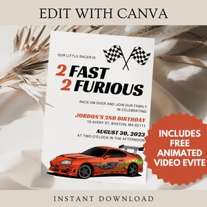 2 Fast 2 Furious Invitation, Fast And Furious Invitation, Fast And Furious Birthday, Kids Birthday Invitation, 2 Fast 2 Curious Invitation
