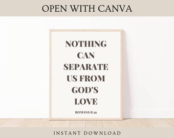 Nothing Can Separate Us From God's Love, Catholic Quote Wall Art Printable, Christian Wall Decor, Religious Wall Print, Catholic Wall Prints