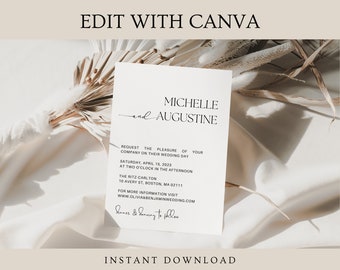 Minimalistische Hochzeitseinladung - Modernes Design zum Ausdrucken (Digitaler Download)