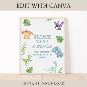 Two Rex Birthday Template, Two Rex Please Take A Favor, Two Rex Favor Sign, Dinosaur Birthday Party Sign,Dinosaur Take A Favor Sign Template