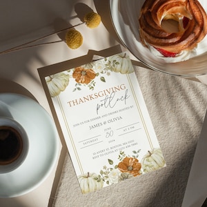 Friendsgiving Invitation Templates, Thanksgiving Dinner Invites, Thanksgiving Potluck Invitation Template, Editable Friendsgiving Invitation image 7