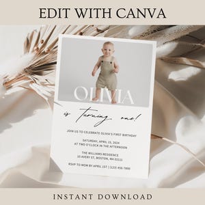 First Birthday Invitation, Birthday Invitation, 1st Birthday Invite, Kids Birthday Invitation, First Birthday Invite,First Birthday Template