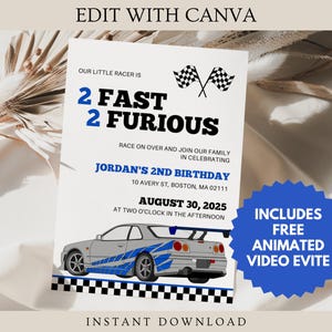 2 Fast 2 Curious, Fast And Furious Invitation, Second Birthday Invitation, Boy Birthday Invitation,Editable Birthday Invite, Birthday Invite