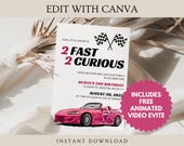 2 Fast 2 Curious Invitation, Fast And Furious Invitation, Second Birthday Invitation, Girl Birthday Invitation, Editable Birthday Invitation