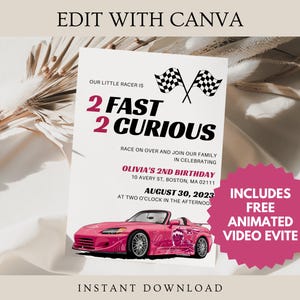 2 Fast 2 Curious Einladung, Fast And Furious Einladung, Zweite Geburtstagseinladung, Mädchen-Geburtstagseinladung, Bearbeitbare Geburtstagseinladung