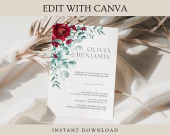 Floral Wedding Invitation Template: Editable 5x7 (Digital Download)