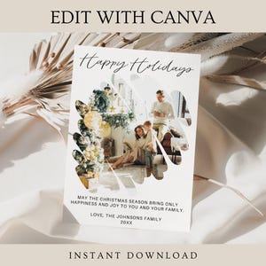 Editable Christmas Card, Christmas Photo Card, Card For Christmas with Picture, Christmas Greeting Card With Picture, Holiday Greeting Card