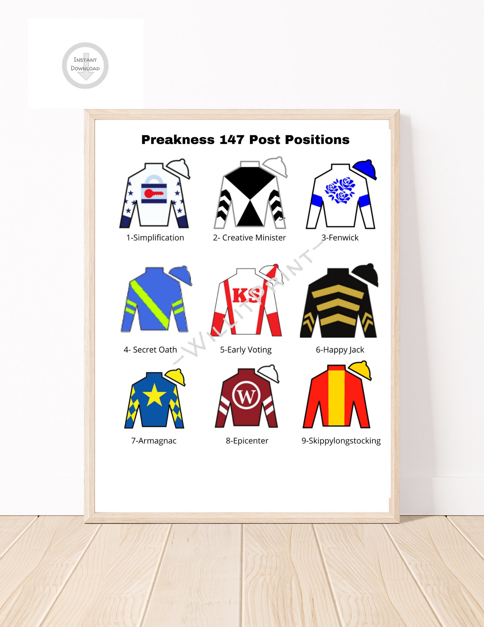 Preakness 147 Horses Printable List of Preakness Horses for Etsy