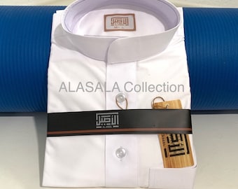 Al-Aseel Summer Thobe Curved Collar | Flat Sleeve | Pure White Color