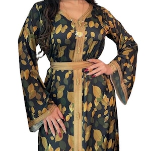 Traditional Moroccan Dress | Kaftan  Abaya Style With Waist Belt or Sash