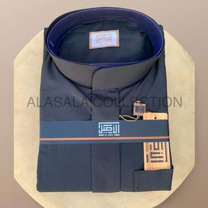 AL-ASEEL Summer Thobe Jubba in Black | Flat Sleeve | Extra Button Layer |  ثوب الأصيل