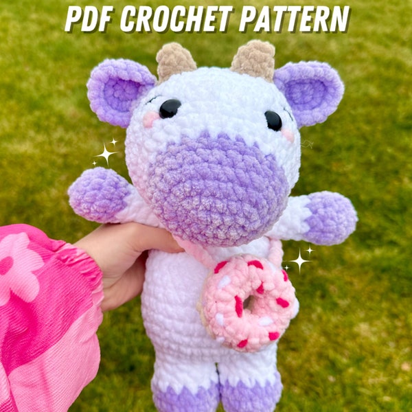 Crochet Pattern - Cow Donut Pattern, Standing Cow, Cow Crochet Pattern, Donut Accessory, Amigurumi Cow Crochet Pattern, Milky Cow