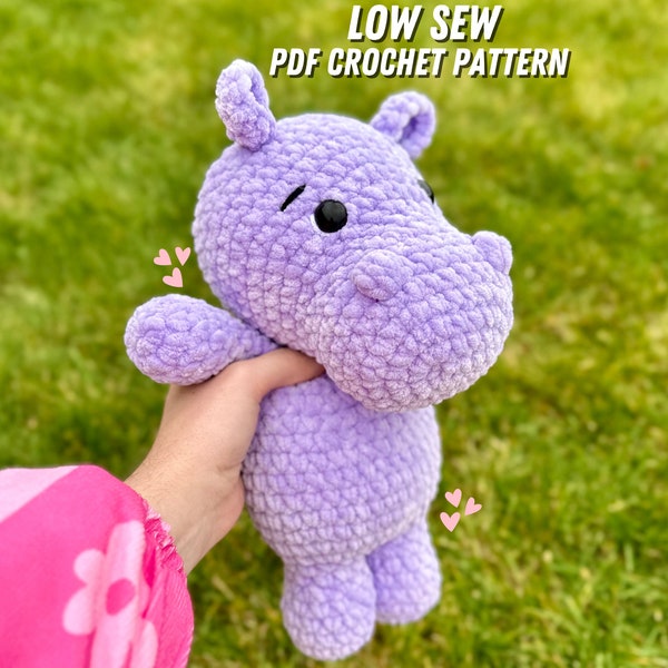 Low Sew Crochet Hippo Pattern: Hippo Pattern, Crochet Hippo Pattern, Hippopotamus Crochet, Hippopotamus Crochet Pattern, Chubby Hippo