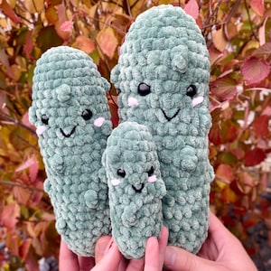 Handmade Pickle Crochet Plush, Emotional Support Pickle, Fun Pickle Gift, Large Pickle Plush, Funny Pickle Crochet Gift - ready to ship!