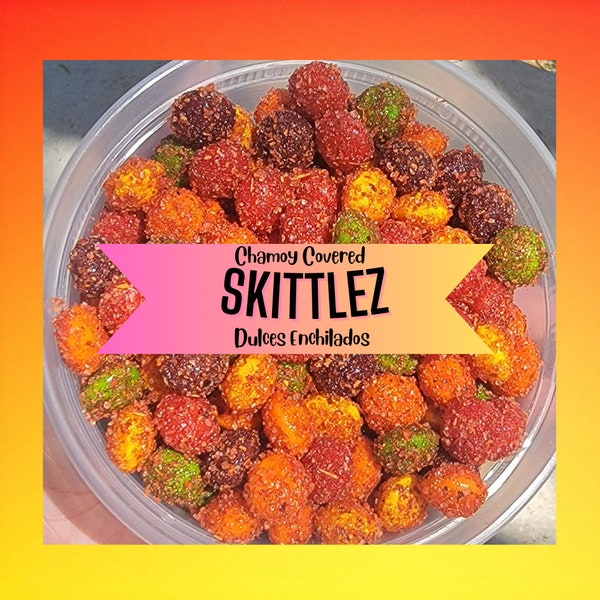 Dry Coated Skittles | Dulces Enchilados | Chamoy Candies | BEST SELLER | Flamin Hot Tropics | Snacks | Birthday Snacks | Snacks | Chamoy