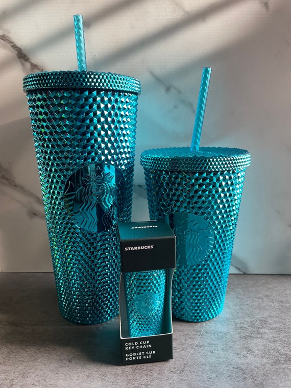 2022 Starbucks Shine Blue Glitter Diamond Studded Tumbler Cups