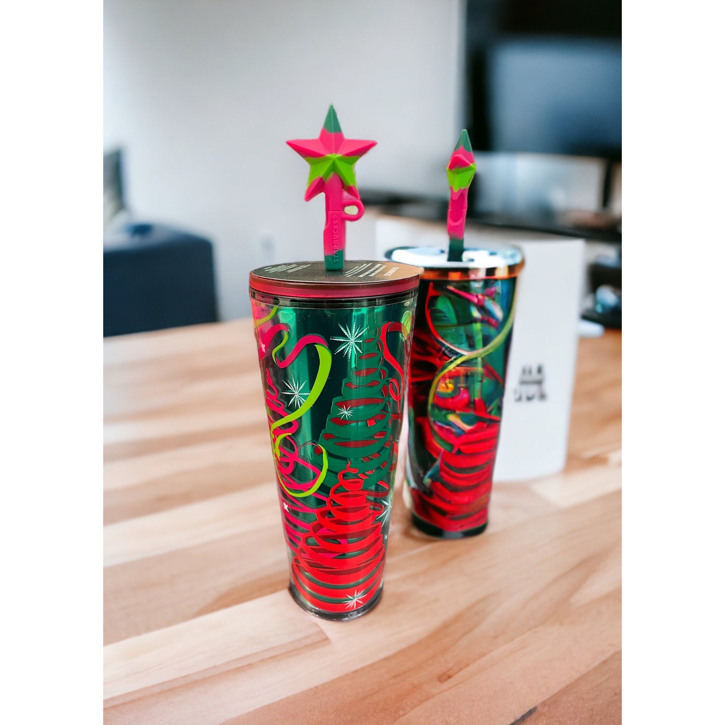 2023 Starbucks Christmas Holiday Tumbler Bow Silicone Straw Topper 24oz