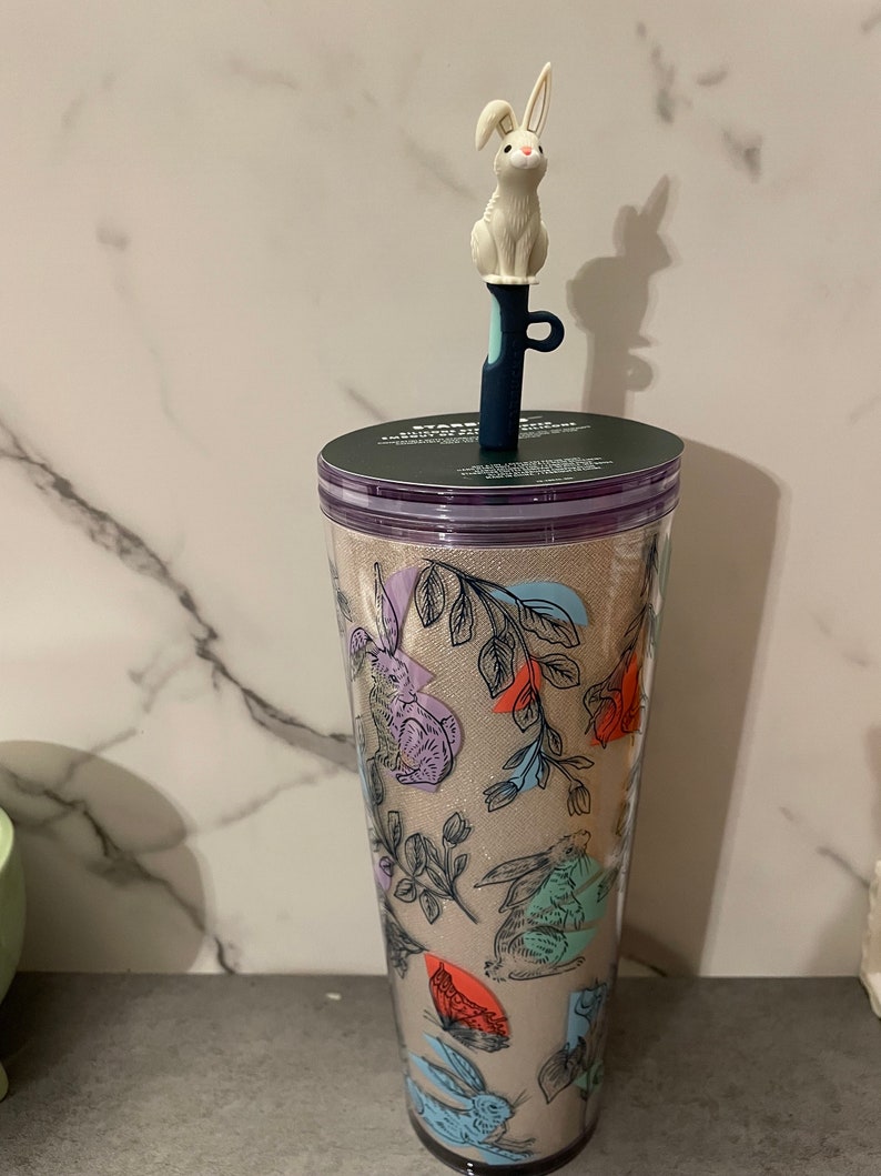Starbucks Frühjahr 2024 Bunny Tumbler w / Bunny Straw Topper 24oz