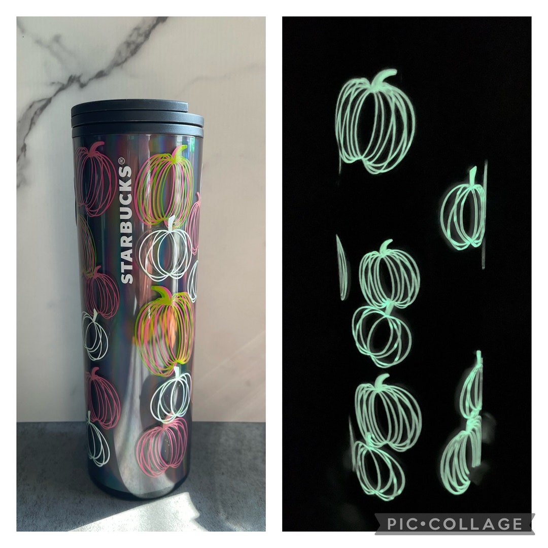 STARBUCKS TUMBLER Bling Glow in the Dark Cold Cup Halloween collection 24oz.