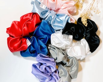 Two color scrunchie| Large scrunchie| satin silk hair tie