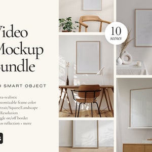 Videorahmen-Mockup-Bundle, animiertes Mockup, Videorahmen-Mockup, Fotorahmen-Mockup, digitales Mockup, PSD-Mockup, Rahmenbündel, Mockup-Bundle