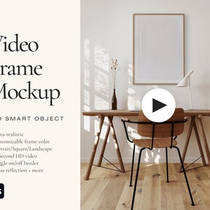 Video Frame Mockup, Animated Mockup, Video Template, Photo Frame Mockup, Digital Mockup, PSD Mockup, MP4, Portrait Frame Mockup