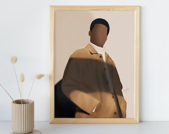 FALL IN STYLE / Black Boy Art / Black Man Art / African Man Art / Flower Print Wall Art / Regalos para hombres