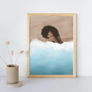 SWEPT AWAY | African American Art | Black Woman Art | Feminine Wall Art | Black Girl Poster