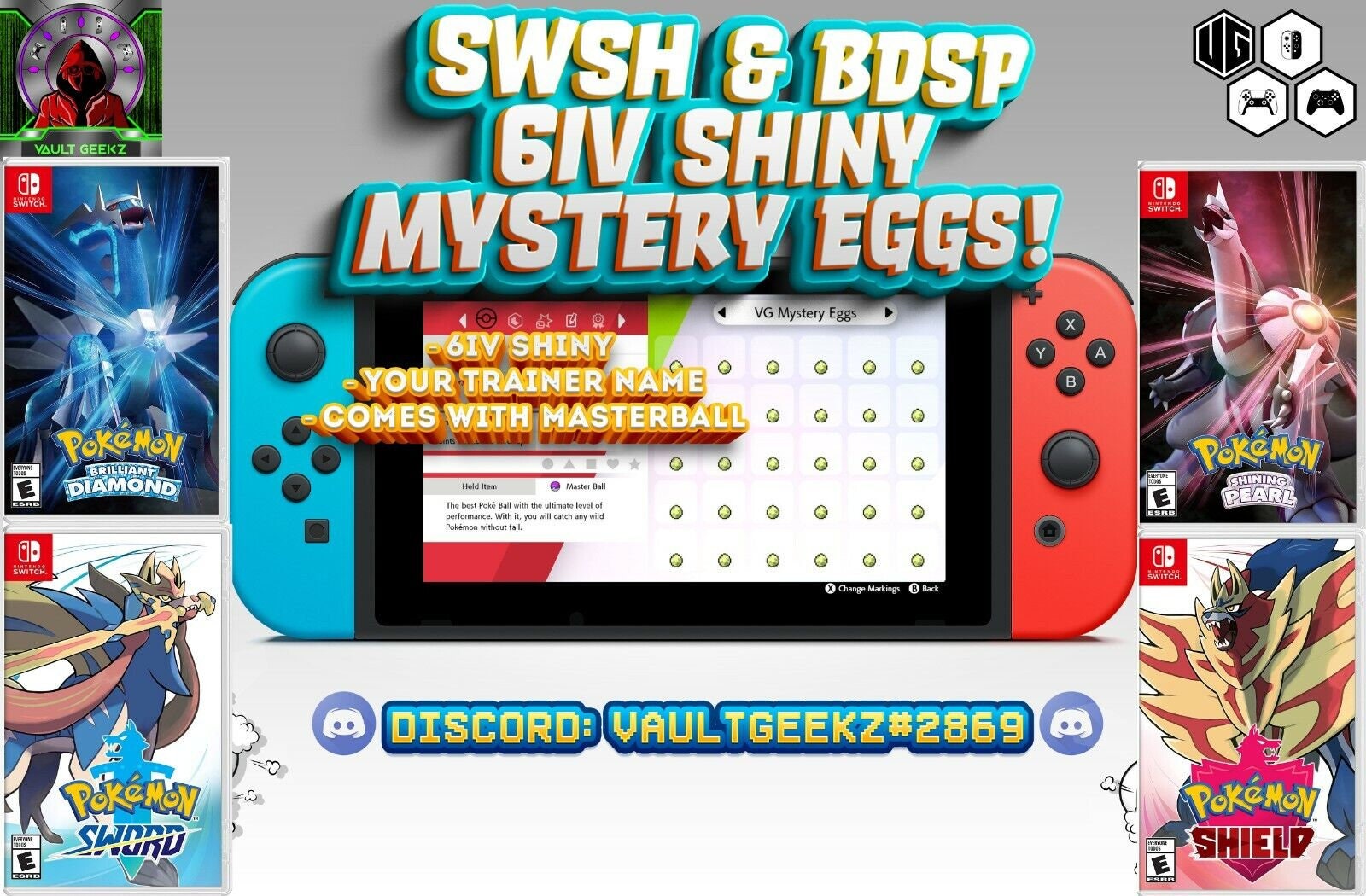 Shiny 6IV Mystery Eggs With MASTERBALLS for Pokemon BDSP and SWSH Etsy