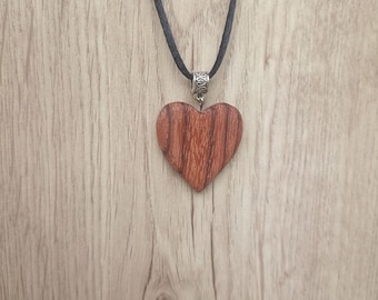 Zebrano heart wooden pendant