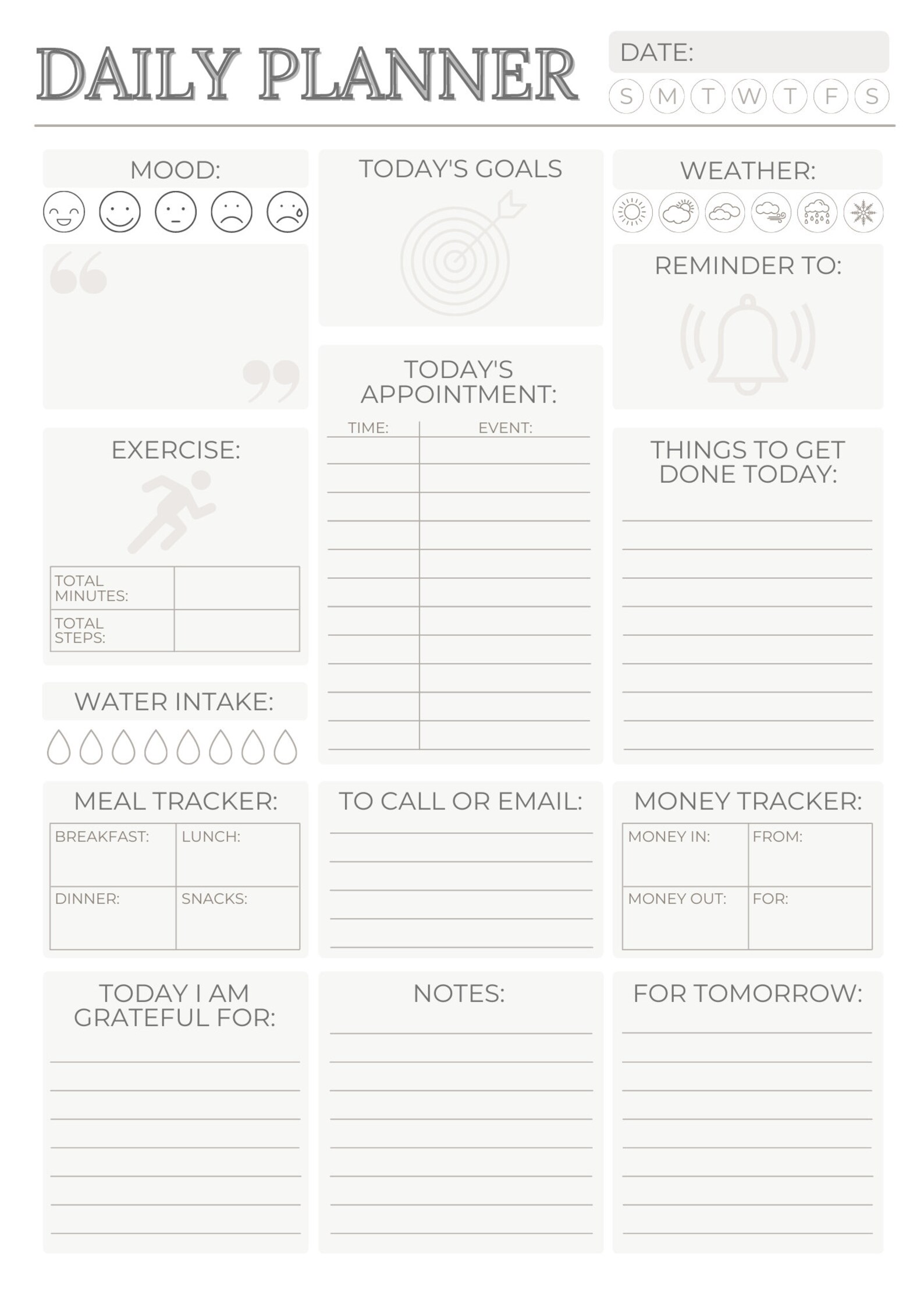Daily To Do List Printable Instant Download Minimal Etsy Canada