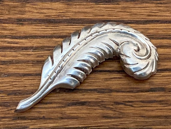 Feather Silver Brooch - image 1