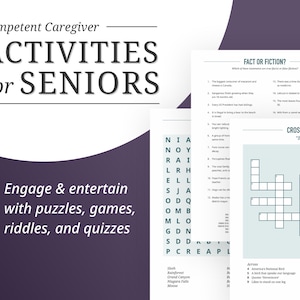 Senior Activities Kit: 50+ Printable Games, Puzzles, Crafts (digital ...