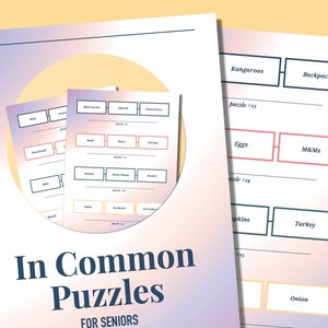 Find the Common Bond Game for Senior Adults / Fun and Engaging Senior Activities / Puzzles and Brain Games for Elderly and Older Adults