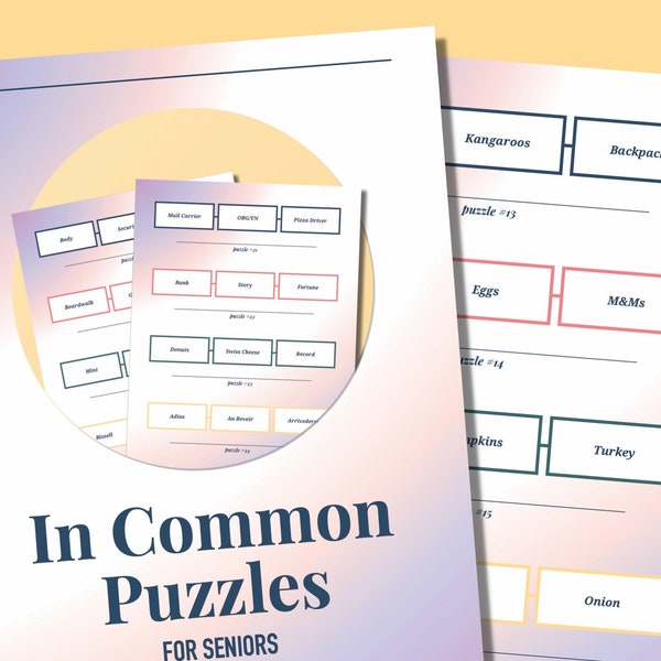 Find the Common Bond Game for Senior Adults / Fun and Engaging Senior Activities / Puzzles and Brain Games for Elderly and Older Adults