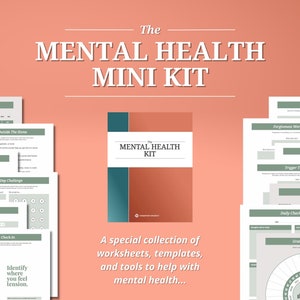 Organizador de tratamiento de salud mental / Diario de salud mental / Hojas de trabajo de terapia / Hojas de trabajo de procesamiento de salud mental / Tarjetas de afirmación
