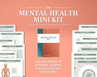 Mini Kit de Saúde Mental: Diário de Terapia, Planilhas, Cartões de Afirmação (Download Digital)