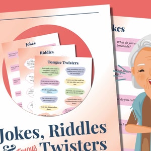 Jokes, Riddles and Tongue Twisters for Seniors / Senior Citizen Activity / Fun and Engaging Activities for Senior Adults / Jokes for Elderly