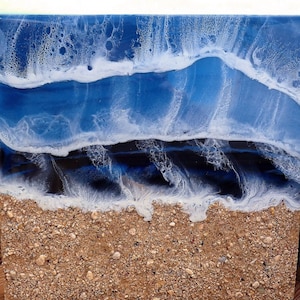 Epoxy Ocean Waves, Resin Ocean Painting. Beach Sand. Coastal Art, Resin Ocean Art. Minimalist, Orizontal