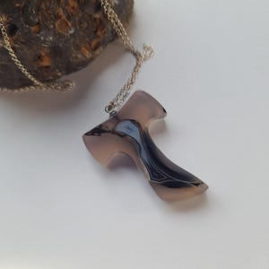 Hand Carved Franciscan Tau Cross,Agate Stone Catholic Necklace