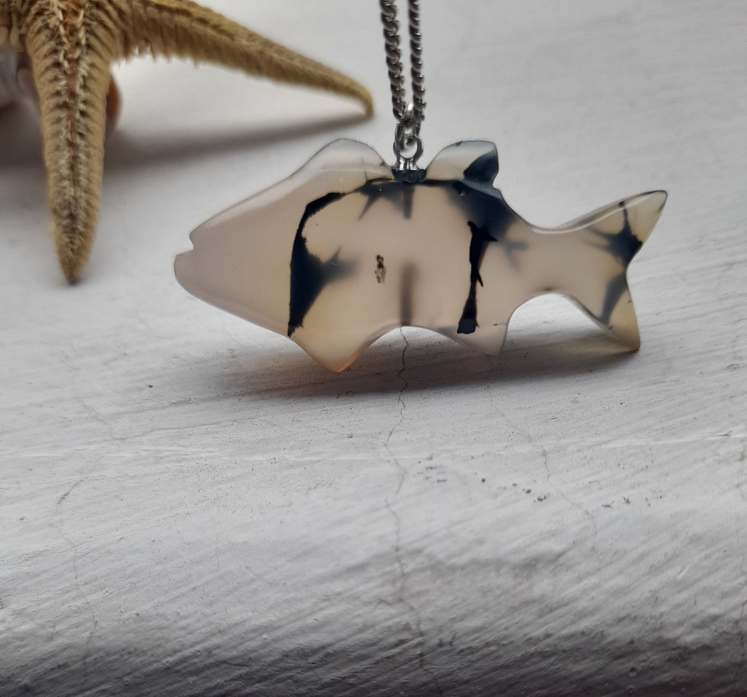 Carved Stone Swedish Fish Pendant main image 1