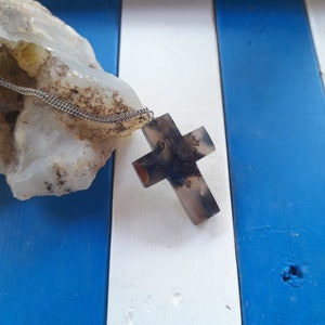 Hand Carved Crystal Christian Cross Necklace,Unique Cross Pendant