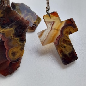 Unique Hand Carved Cross made of Natural Agate Stone