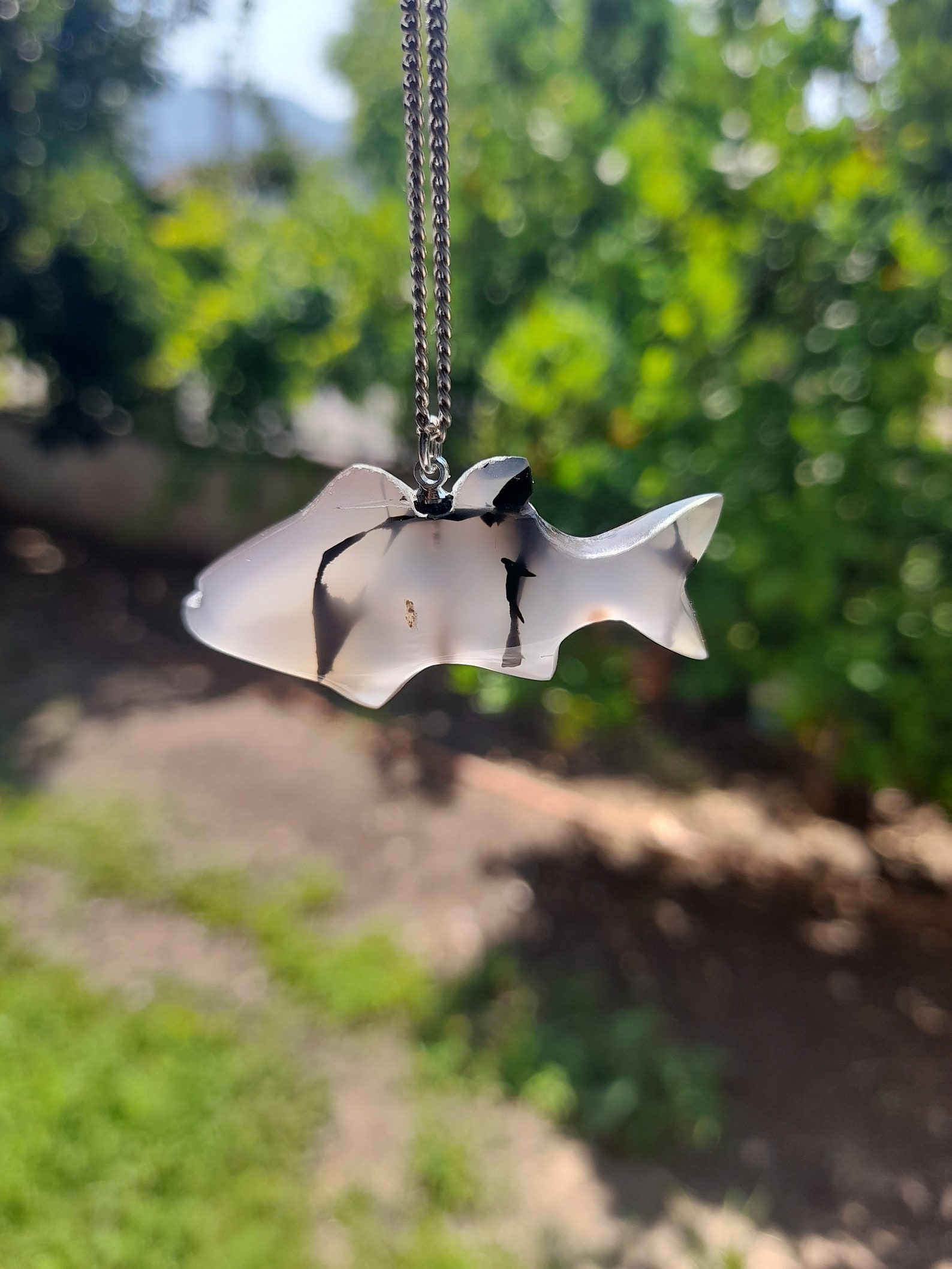 Carved Stone Swedish Fish Pendant